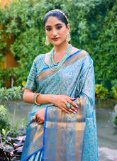 Sky Blue Colour Party Wear Saree